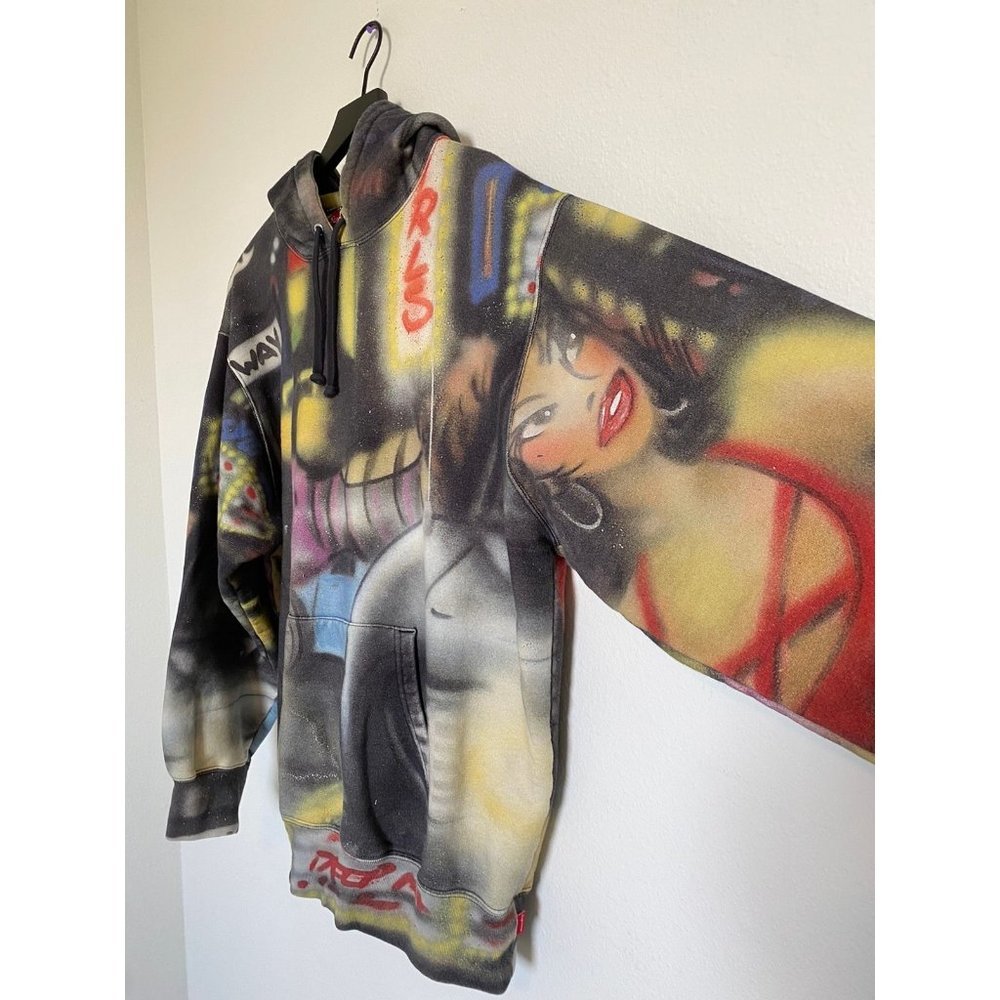 Supreme Pink Lady Hoodie Graffiti Allover Print Streetwear Logo Mens Oversized - Picture 5 of 10